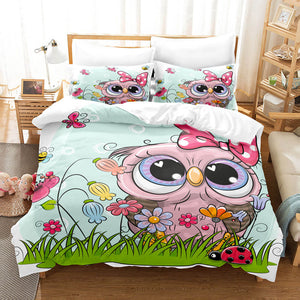 Animal World Owl Bedding Sets Duvet Covers Quilt Bed Linen Sheets Sets - EBuycos
