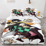 Anime Demon Slayer Cosplay 3 Piece Bedding Set Duvet Covers Bed Sheets - EBuycos