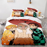 Anime Demon Slayer Cosplay 3 Piece Bedding Set Duvet Covers Bed Sheets - EBuycos