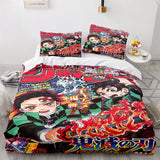 Anime Demon Slayer Cosplay 3 Piece Bedding Set Duvet Covers Bed Sheets - EBuycos