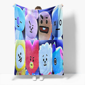 BT21 Flannel Fleece Throw Cosplay Blanket Halloween Comforter Sets - EBuycos