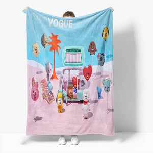 BT21 Flannel Fleece Throw Cosplay Blanket Halloween Comforter Sets - EBuycos