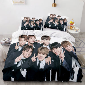 BTS Team Cosplay 3 Piece Bedding Set Duvet Covers Comforter Bed Sheets - EBuycos