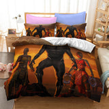 Black Panther Cosplay 3 Piece Bedding Set Duvet Cover Quilt Sheets Sets - EBuycos