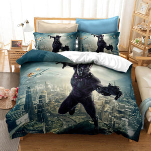 Black Panther Cosplay 3 Piece Bedding Set Duvet Cover Quilt Sheets Sets - EBuycos