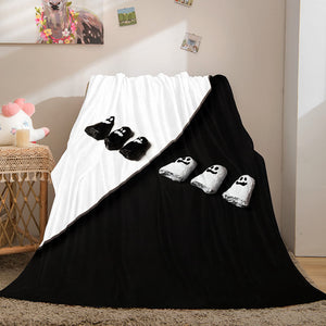 Black and White Flannel Fleece Throw Cosplay Blanket Comforter Sets - EBuycos