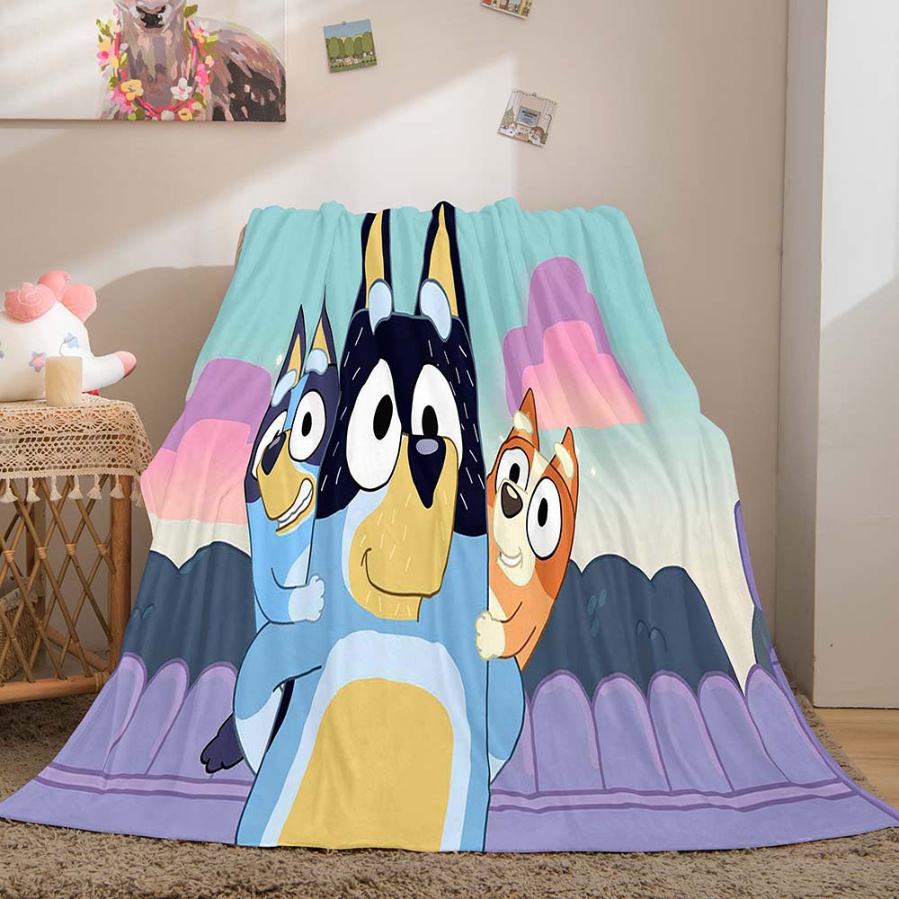 Bluey Pattern Blanket Flannel Throw Room Decoration