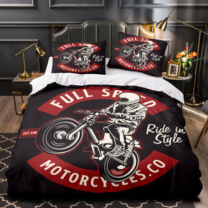 Caferacer Pattern Bedding Set Quilt Cover Without Filler