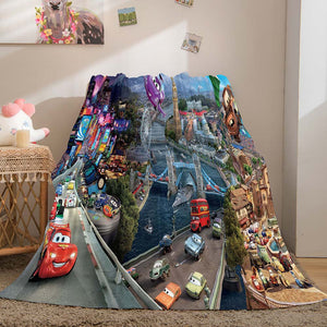 Cars Pattern Blanket Flannel Throw Room Decoration