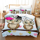 Cartoon Animals Owl Bedding Sets Duvet Covers Quilt Bed Linen Sheets - EBuycos