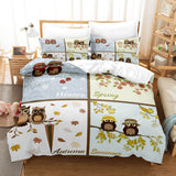 Cartoon Animals Owl Bedding Sets Duvet Covers Quilt Bed Linen Sheets - EBuycos