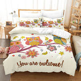 Cartoon Animals Owl Bedding Sets Duvet Covers Quilt Bed Linen Sheets - EBuycos