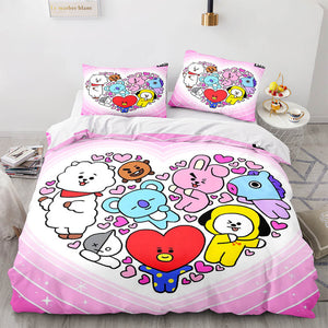 Cartoon BT21 BTS Bedding Set Quilt Duvet Cover Bedding Sets - EBuycos