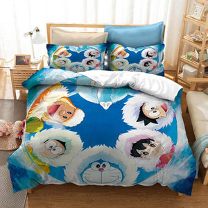 Cartoon Doraemon Cosplay Bedding Set Duvet Covers Comforter Bed Sheets - EBuycos