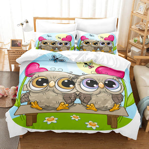 Cartoon Owl Bedding Sets Duvet Covers Quilt Bed Linen Sheets Sets - EBuycos