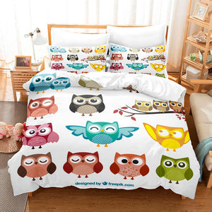 Cartoon Owl Bedding Sets Duvet Covers Quilt Bed Sheets Birthday Gift - EBuycos