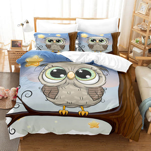 Cartoon Owl Bedding Sets Kids Birthday Duvet Covers Quilt Bed Sheets - EBuycos
