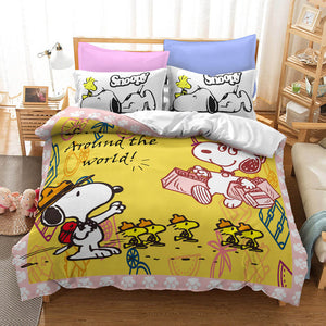 Snoopy Bedding Set Quilt Duvet Cover Without Filler - EBuycos