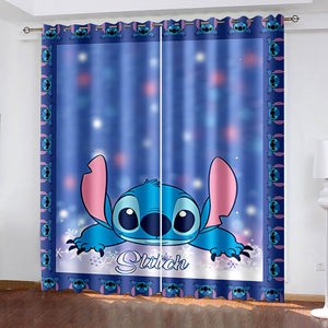 Cartoon Stitch Curtains Blackout Window Treatments Drapes for Room Decor