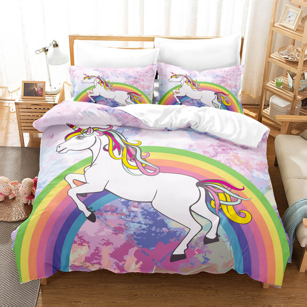 Cartoon Unicorn 3 Piece Bedding Set Duvet Covers Comforter Bed Sheets - EBuycos