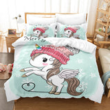 Cartoon Unicorn 3 Piece Bedding Set Duvet Covers Comforter Bed Sheets - EBuycos