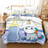 Cartoon Unicorn 3 Piece Bedding Set Duvet Covers Comforter Bed Sheets - EBuycos