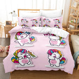 Cartoon Unicorn 3 Piece Bedding Set Duvet Covers Comforter Bed Sheets - EBuycos