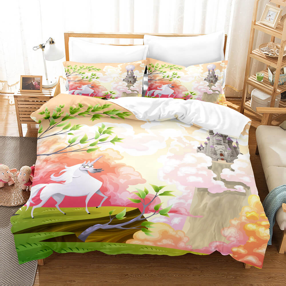 Cartoon Unicorn 3 Piece Bedding Set Duvet Covers Comforter Bed Sheets - EBuycos