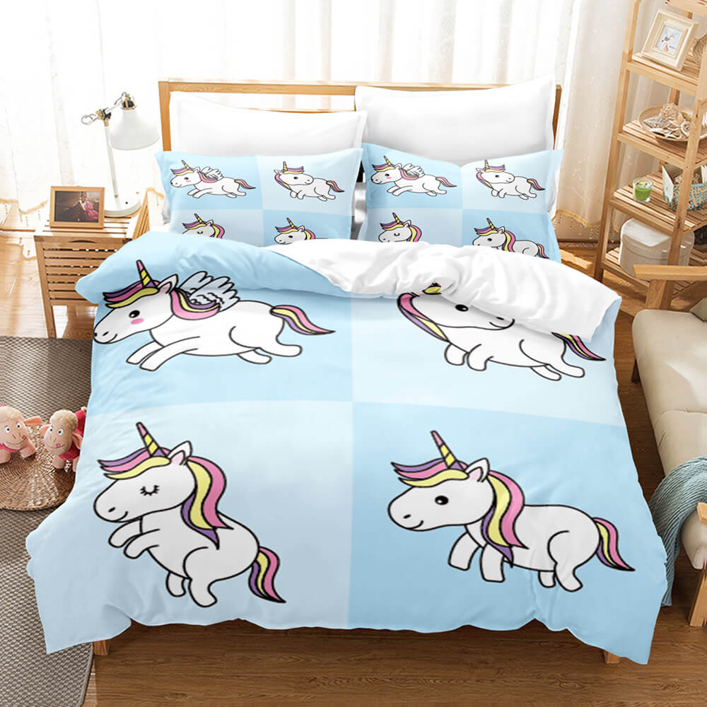 Cartoon Unicorn 3 Piece Bedding Set Duvet Covers Comforter Bed Sheets - EBuycos
