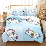 Cartoon Unicorn 3 Piece Bedding Set Duvet Covers Comforter Bed Sheets - EBuycos