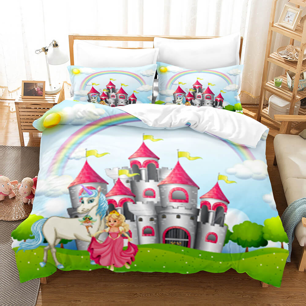 Cartoon Unicorn 3 Piece Bedding Set Duvet Covers Comforter Bed Sheets - EBuycos