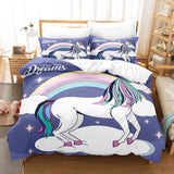 Cartoon Unicorn 3 Piece Bedding Set Duvet Covers Comforter Bed Sheets - EBuycos