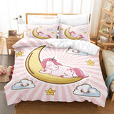 Cartoon Unicorn 3 Piece Bedding Set Duvet Covers Comforter Bed Sheets - EBuycos