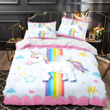 Cartoon Unicorn Bedding Set Quilt Duvet Cover Bedding Sets Kids Gift - EBuycos