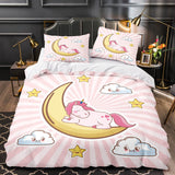 Cartoon Unicorn Bedding Set Quilt Duvet Cover Bedding Sets Kids Gift - EBuycos