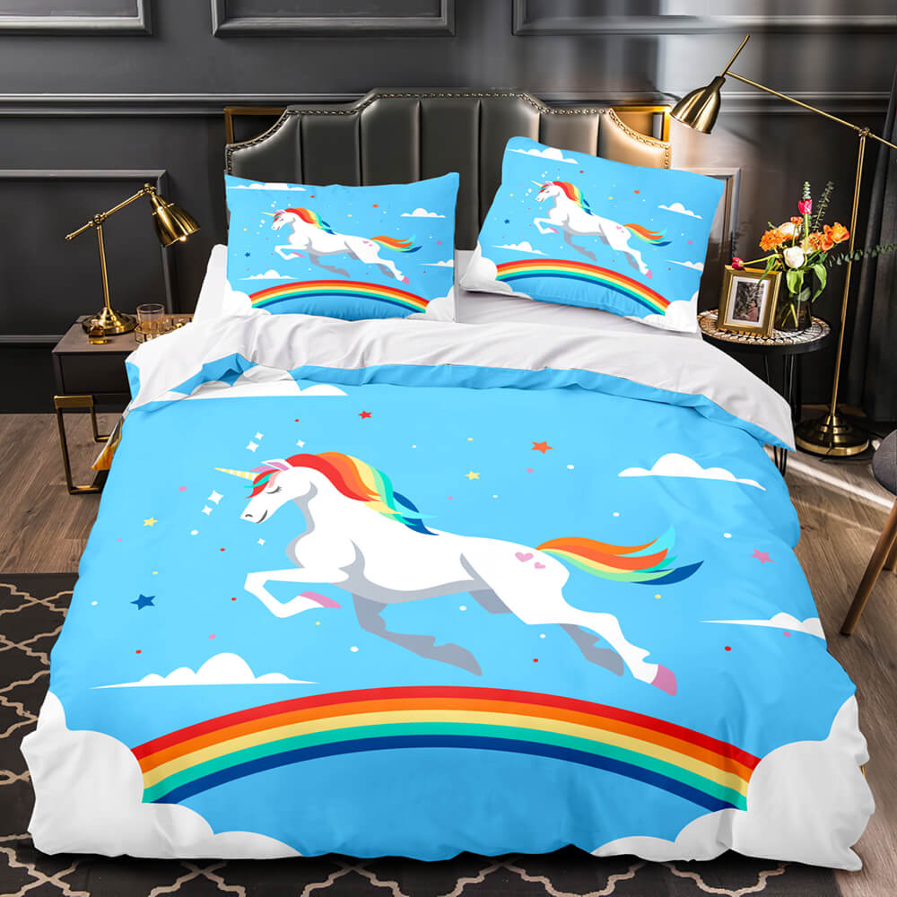 Cartoon Unicorn Bedding Set Quilt Duvet Cover Bedding Sets Kids Gift - EBuycos