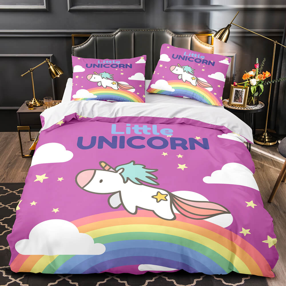 Cartoon Unicorn Bedding Set Quilt Duvet Cover Bedding Sets Kids Gift - EBuycos