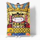 Chinese National Tide Elements Flannel Fleece Throw Blanket Comforter - EBuycos