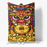 Chinese National Tide Elements Flannel Fleece Throw Blanket Comforter - EBuycos