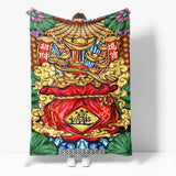 Chinese National Tide Elements Flannel Fleece Throw Blanket Comforter - EBuycos