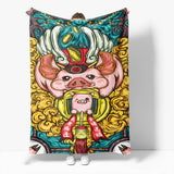 Chinese National Tide Elements Flannel Fleece Throw Blanket Comforter - EBuycos