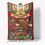 Chinese National Tide Elements Flannel Fleece Throw Blanket Comforter - EBuycos