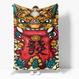 Chinese National Tide Elements Flannel Fleece Throw Blanket Comforter - EBuycos