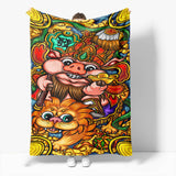 Chinese National Tide Elements Flannel Fleece Throw Blanket Comforter - EBuycos