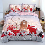 Christmas Bedding Set Duvet Cover Pillowcases Quilt Bed Linen Textiles - EBuycos