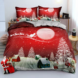 Christmas Bedding Set Duvet Cover Pillowcases Quilt Bed Linen Textiles - EBuycos