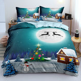 Christmas Bedding Set Duvet Cover Pillowcases Quilt Bed Linen Textiles - EBuycos