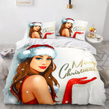 Christmas Script Bedding Sets Full Duvet Covers Comforter Bed Sheets - EBuycos