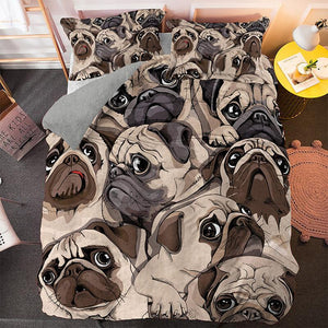 Cute Dog Cartoon Pug Bedding Set Duvet Covers - EBuycos