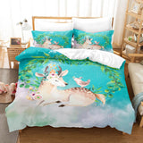 Cute Pere David's deer Elk Bedding Set Duvet Covers Bed Sheets Sets - EBuycos